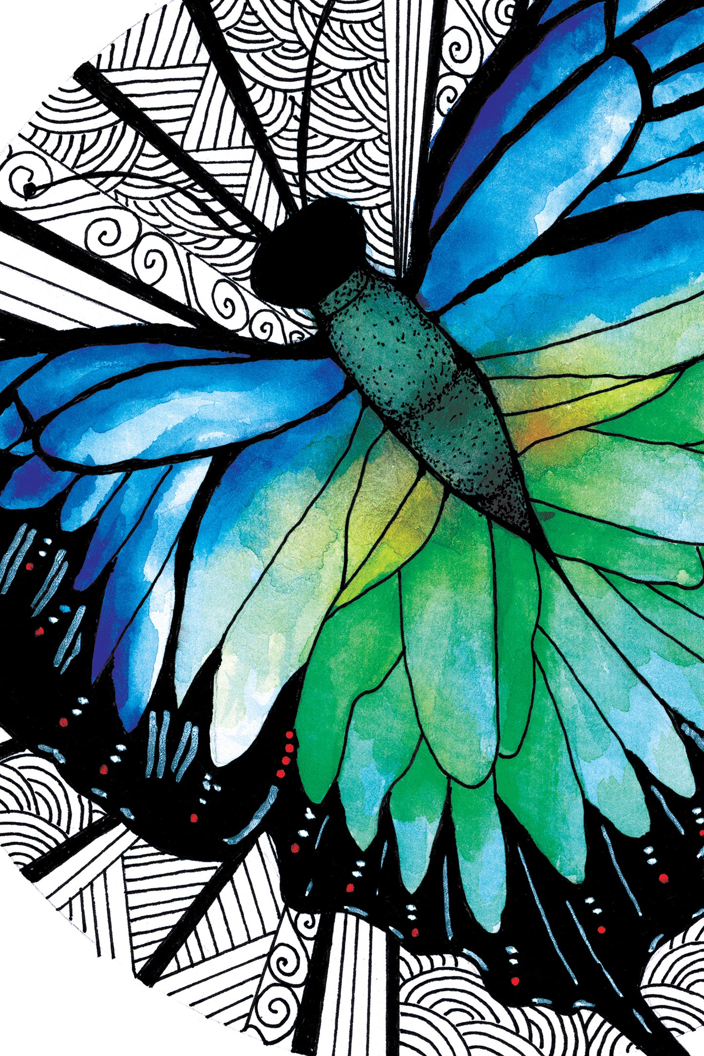Butterfly in Ink and Watercolour, Art Print