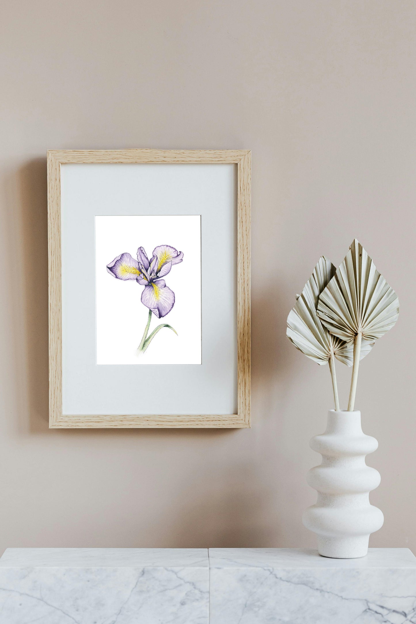 Iris in Ink and Watercolour, Art Print