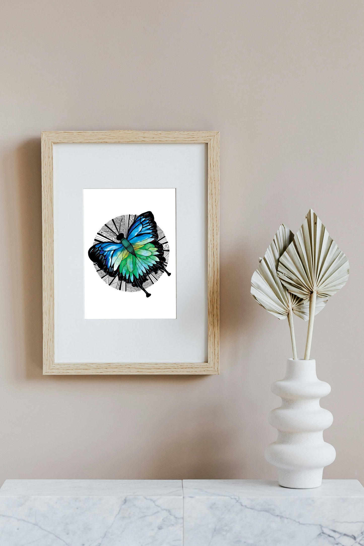 Butterfly in Ink and Watercolour, Art Print