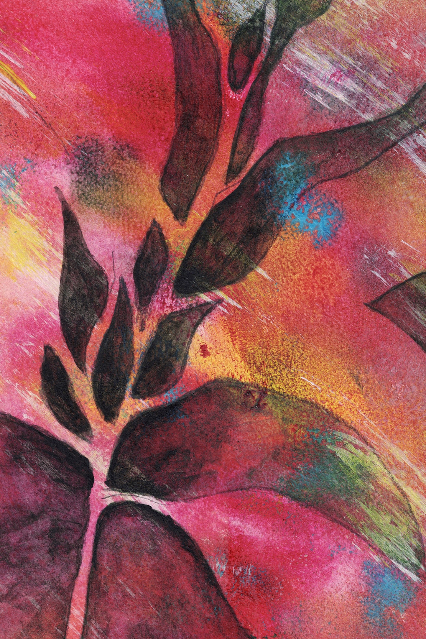 Gum Leaf in Ink and Watercolour, Art Print